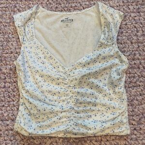 Hollister Gold Ruched Cap Sleeve Blouse